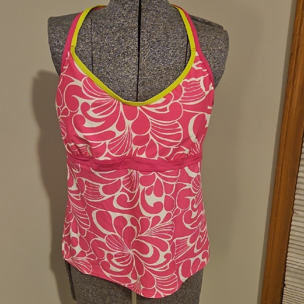 Athleta Pink and White Women's Swim Top